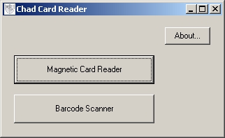 Start program choose magnetic card reader or barcode scanner